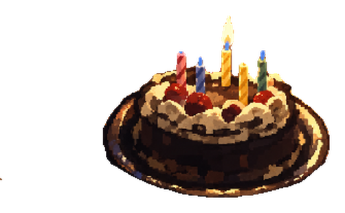Wishbone's chocolate birthday cake with cherries and five candles